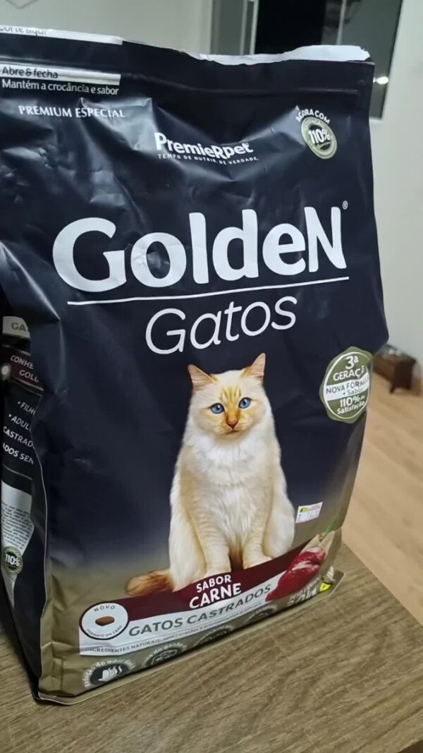 Golden Premium alimento especial castrados para gato adulto sabor salmão em sacola de 10.1kg - Image 4