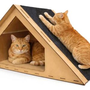 Casinha Casa Para Gatos Com Arranhador E Descanso Pets Mdf