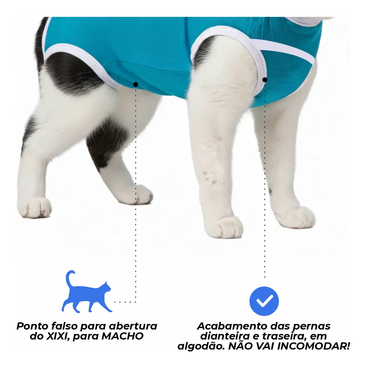 Roupa Pós Cirúrgica Gatos Castração Operatória Tamanho 1 2 3 COR AZUL - Image 4